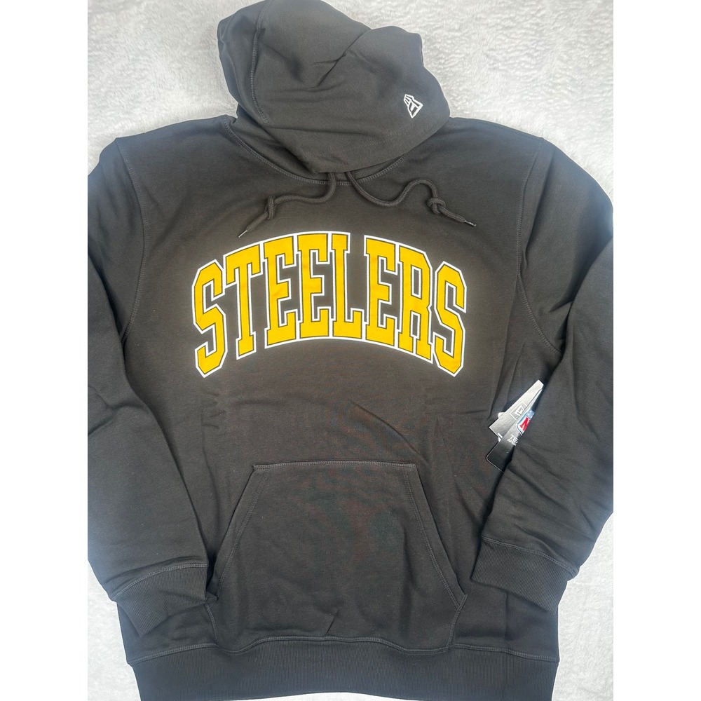New Era Pittsburgh Steelers NFL Hoodie Black Yellow Pullover Sweatshirt Mens XL